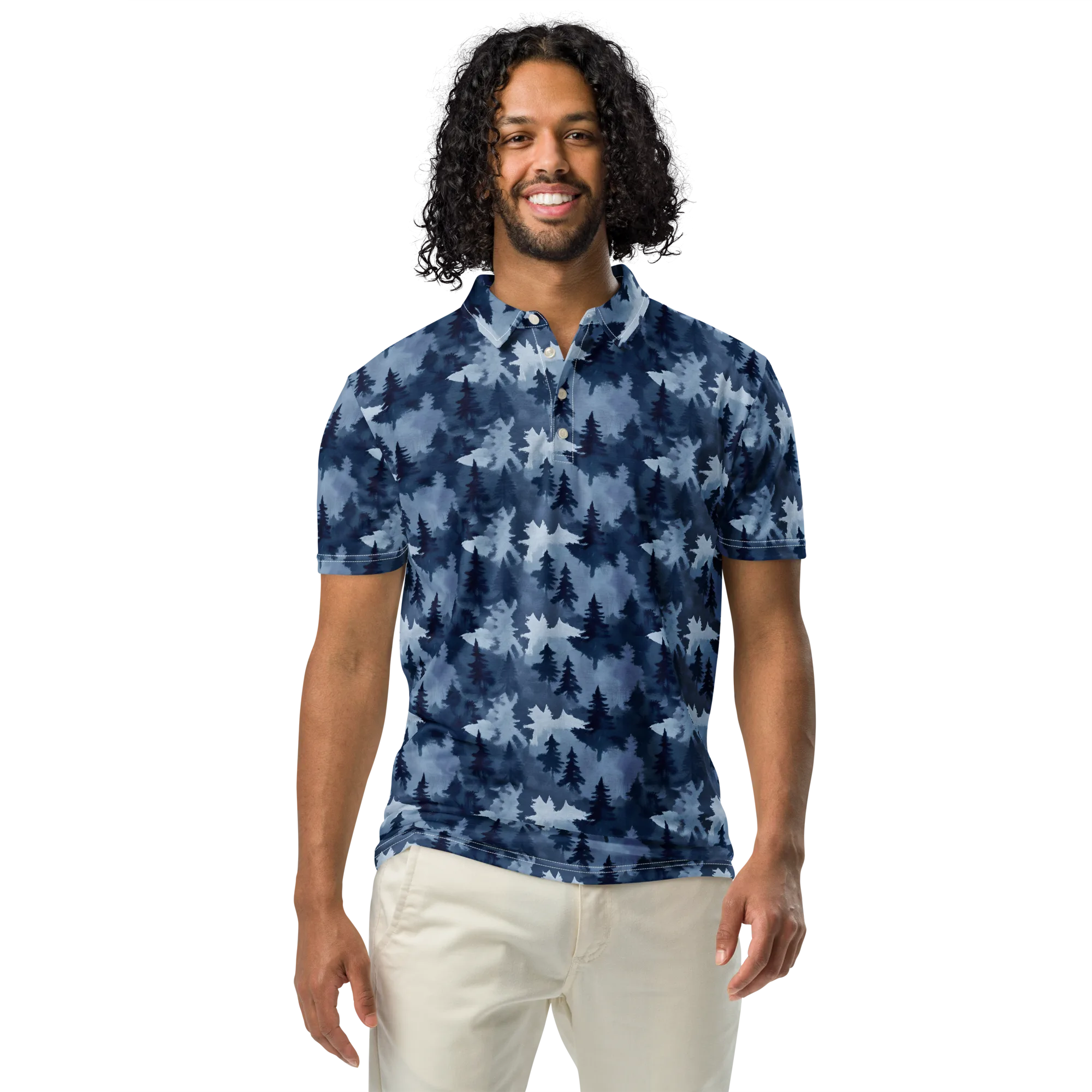 Frosted Evergreen on Men's Slim Fit Polo Shirt — Front