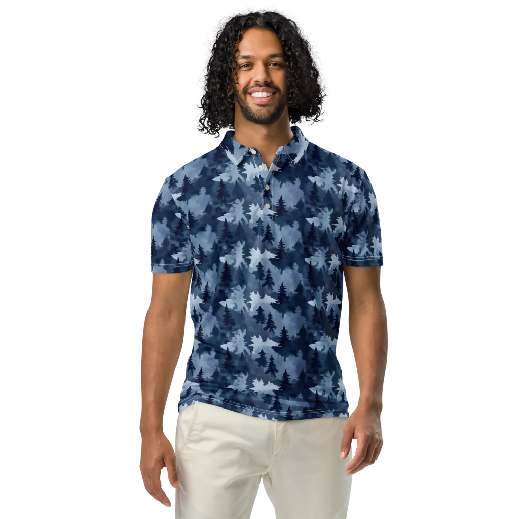 Frosted Evergreen on Men's Slim Fit Polo Shirt — Front