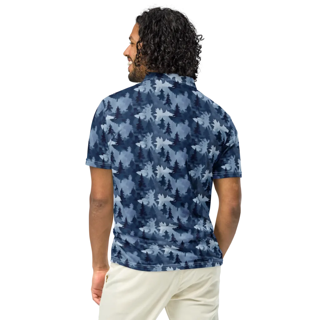 Frosted Evergreen on Men's Slim Fit Polo Shirt — Back