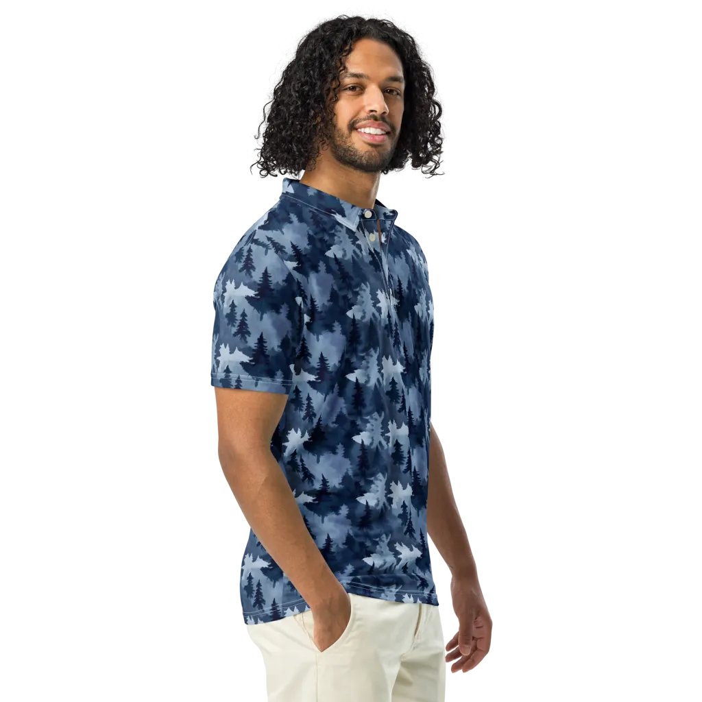 Frosted Evergreen on Men's Slim Fit Polo Shirt — Right Front