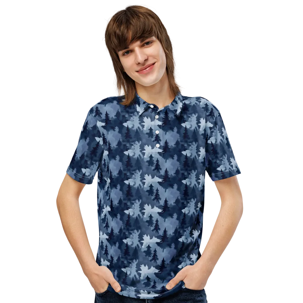 Frosted Evergreen on Men's Slim Fit Polo Shirt — Front