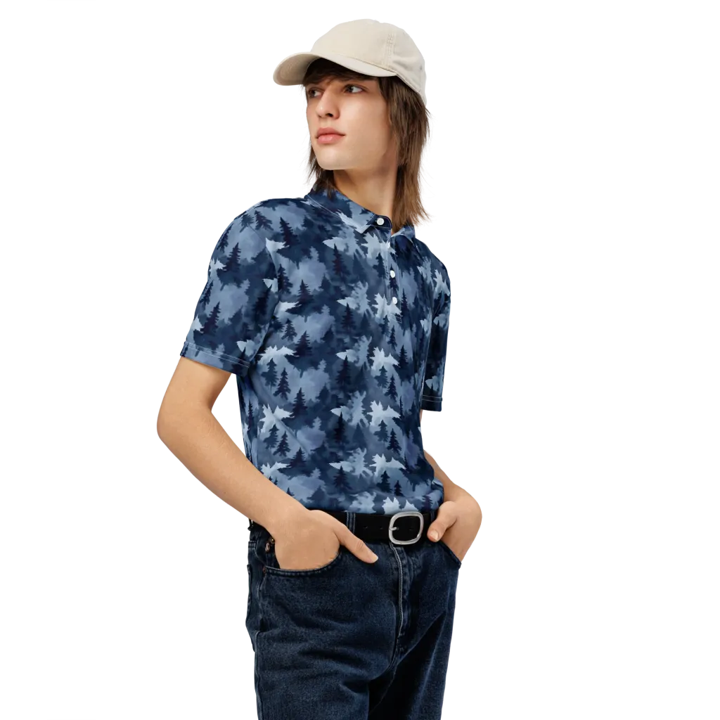 Frosted Evergreen on Men's Slim Fit Polo Shirt — Right Front