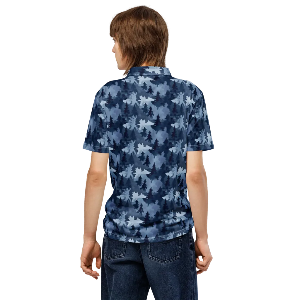 Frosted Evergreen on Men's Slim Fit Polo Shirt — Back
