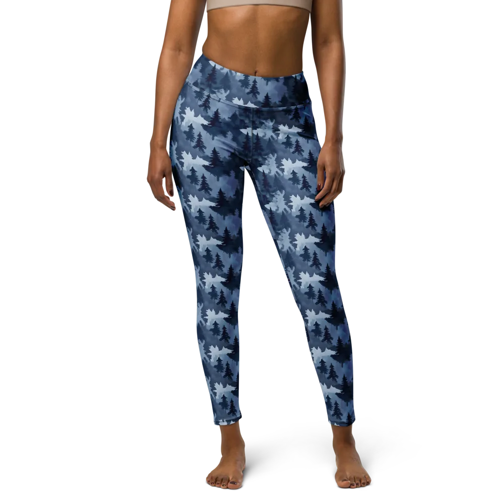 Frosted Evergreen on Yoga Leggings — Front