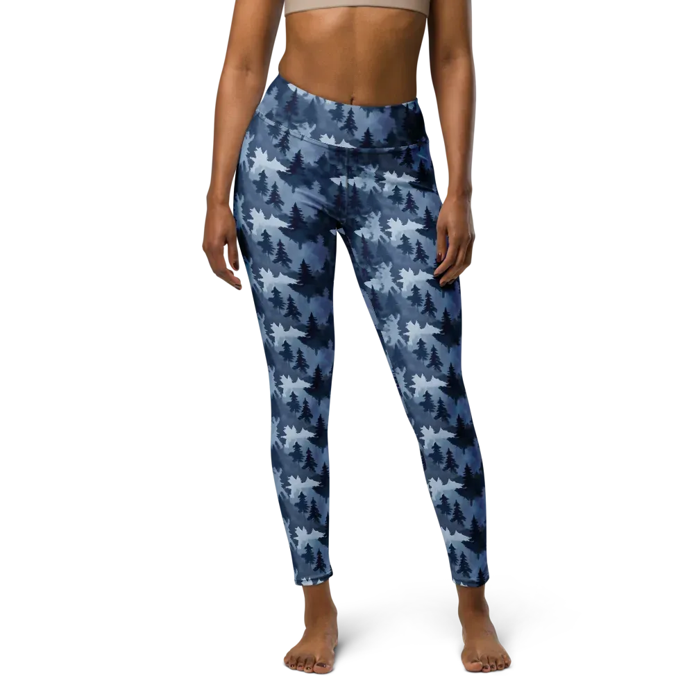 Frosted Evergreen on Yoga Leggings — Front