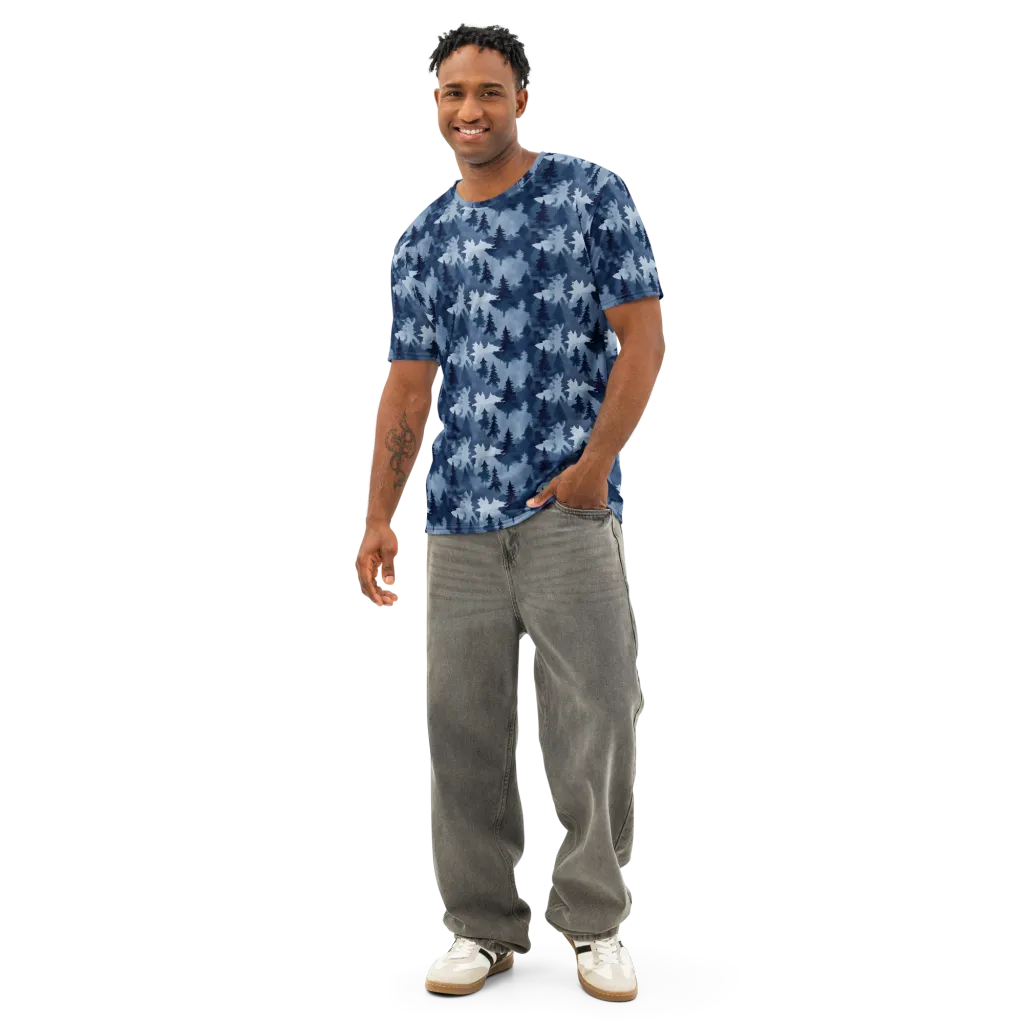 Frosted Evergreen on Men's Cotton Crew Neck T-Shirt — Front