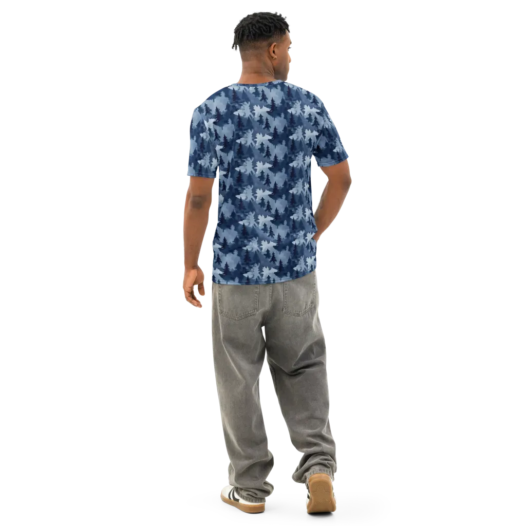 Frosted Evergreen on Men's Cotton Crew Neck T-Shirt — Back