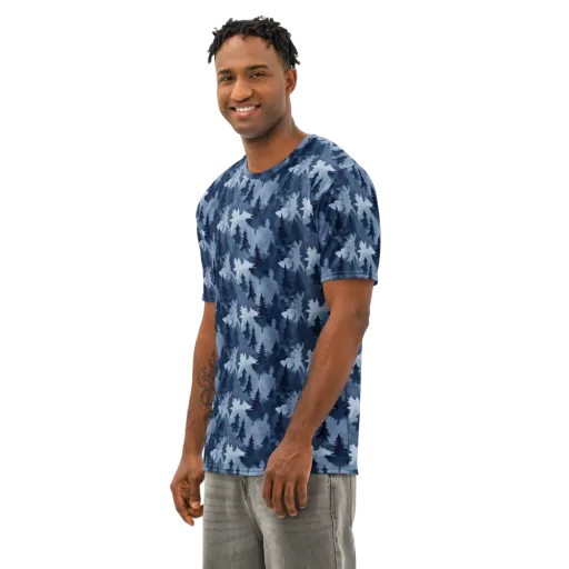 Frosted Evergreen on a Men's Cotton Crew Neck T-Shirt