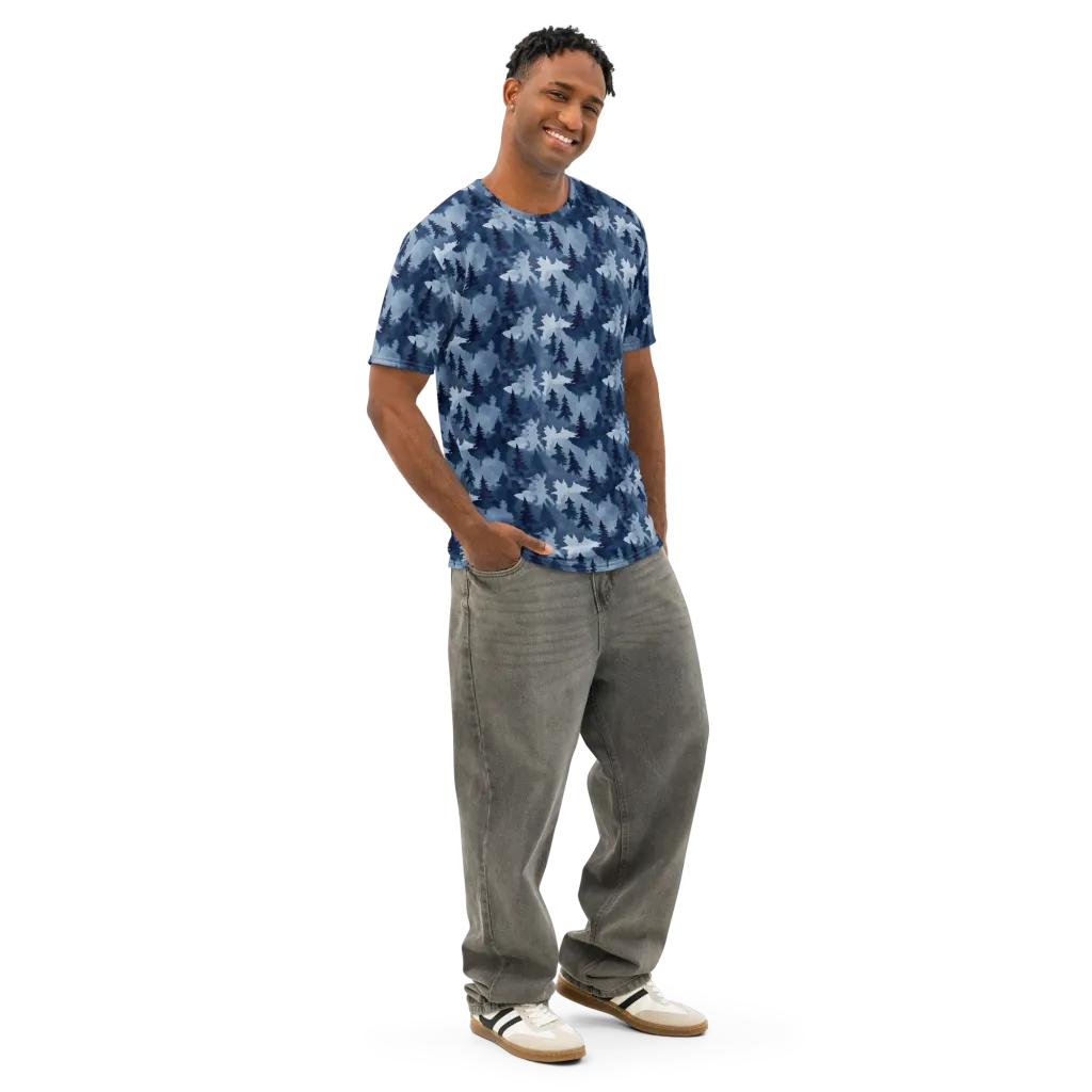 Frosted Evergreen on Men's Cotton Crew Neck T-Shirt — Right Front