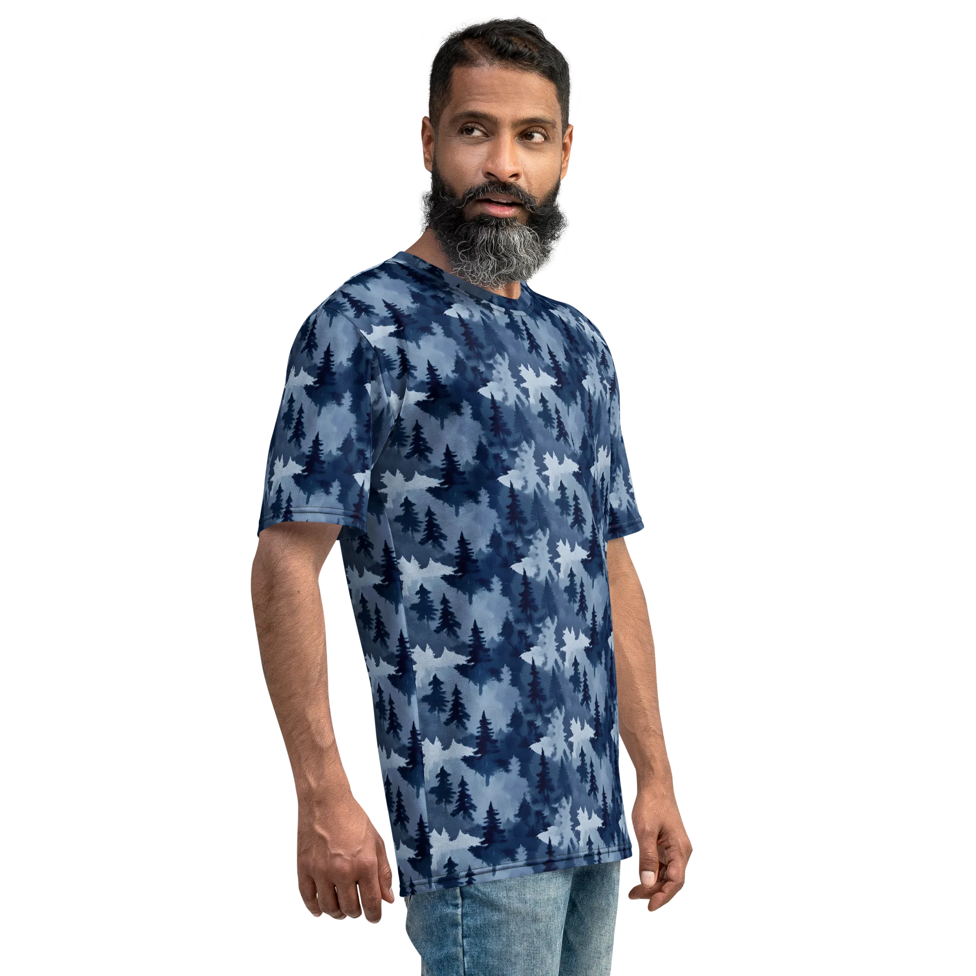 Frosted Evergreen on Men's Crew Neck T-Shirt — Right