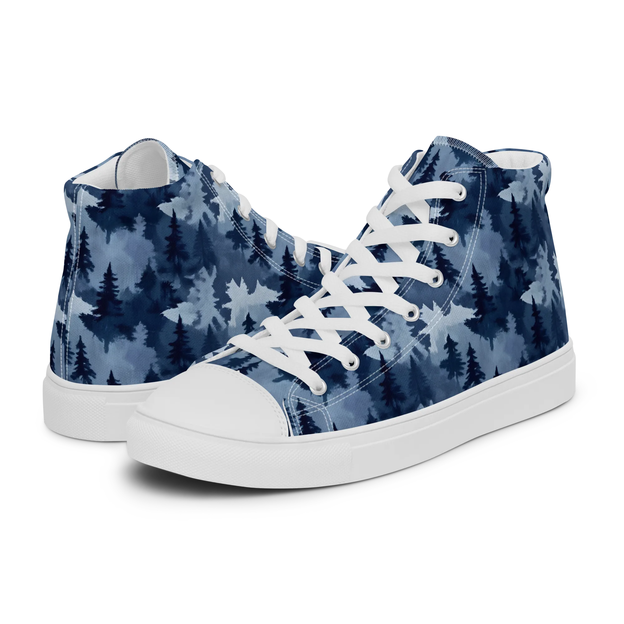 Frosted Evergreen on Men's High Top Canvas Shoes — Left