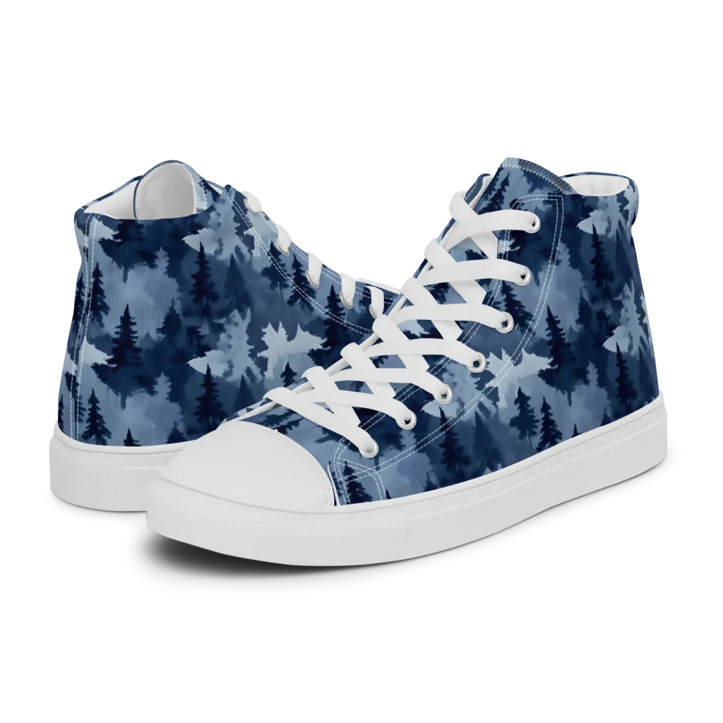 Frosted Evergreen on Men's High Top Canvas Shoes — Left