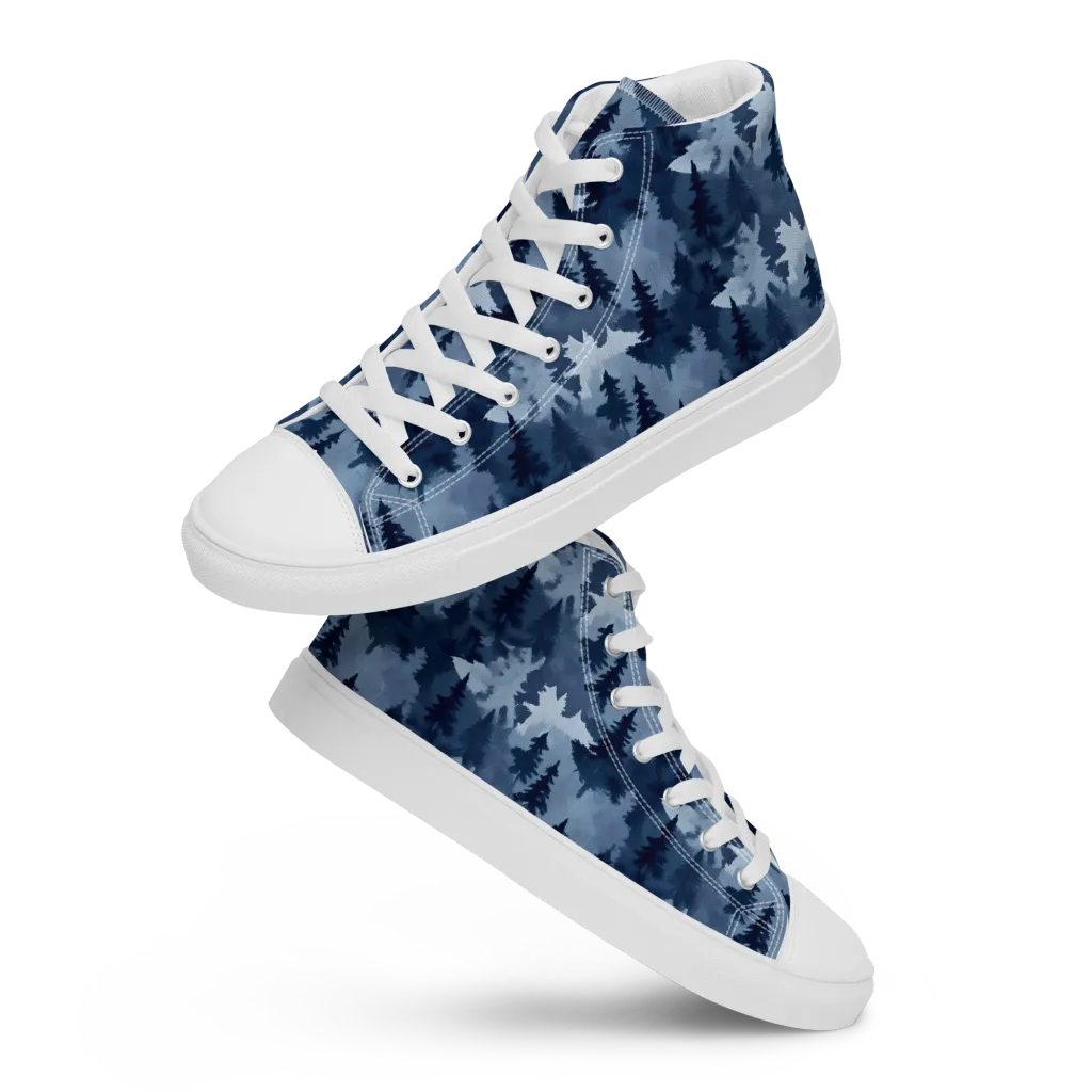 Frosted Evergreen on Men's High Top Canvas Shoes — Front