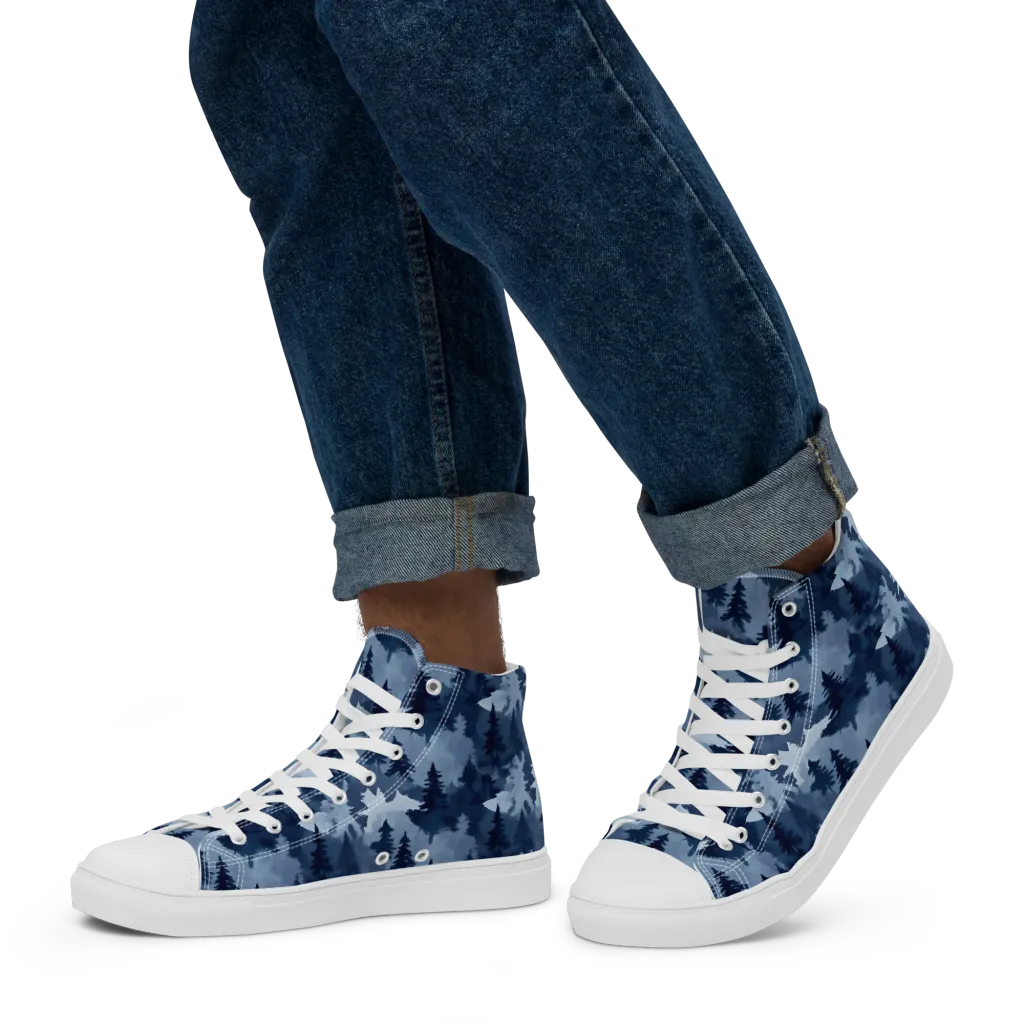 Frosted Evergreen on Men's High Top Canvas Shoes — Left