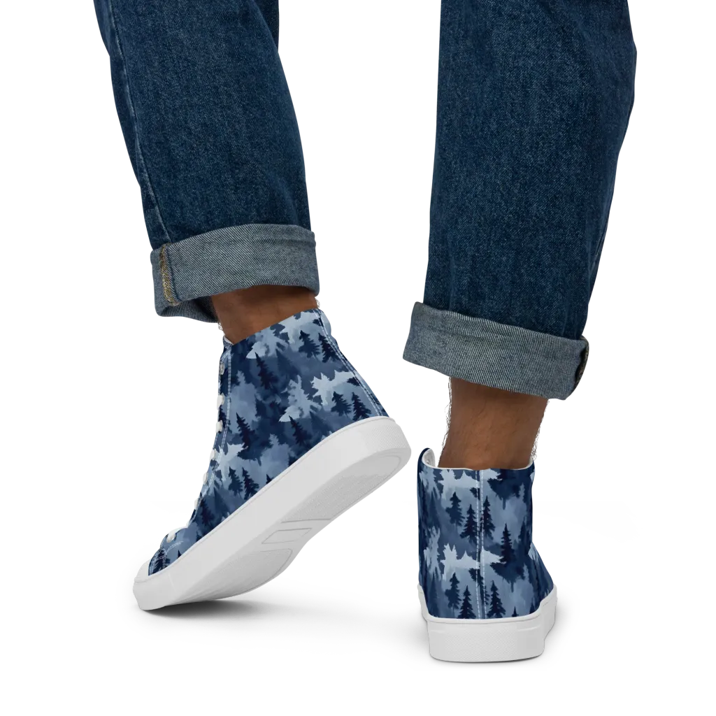 Frosted Evergreen on Men's High Top Canvas Shoes — Back