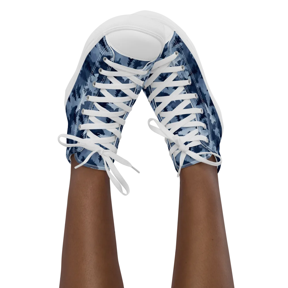 Frosted Evergreen on Women's High Top Canvas Shoes — Front