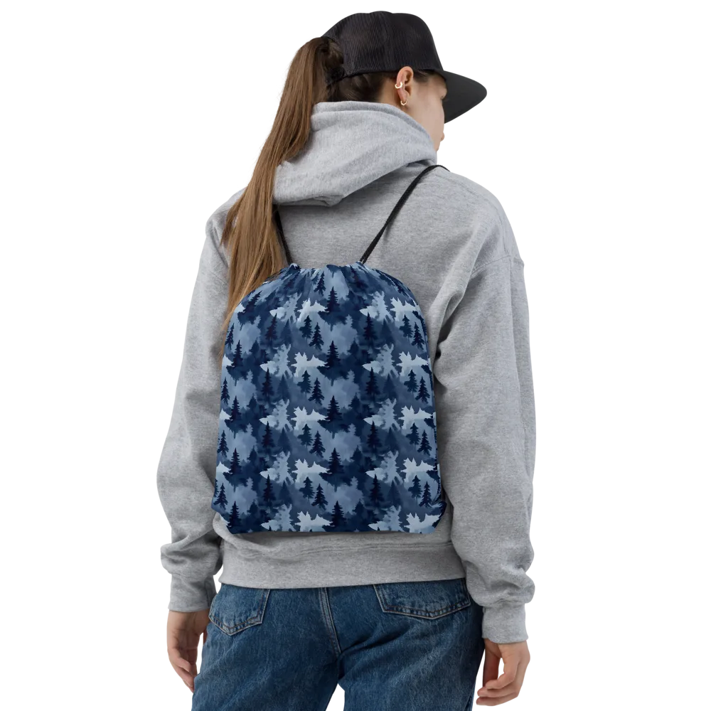 Frosted Evergreen on Drawstring Bag — Front
