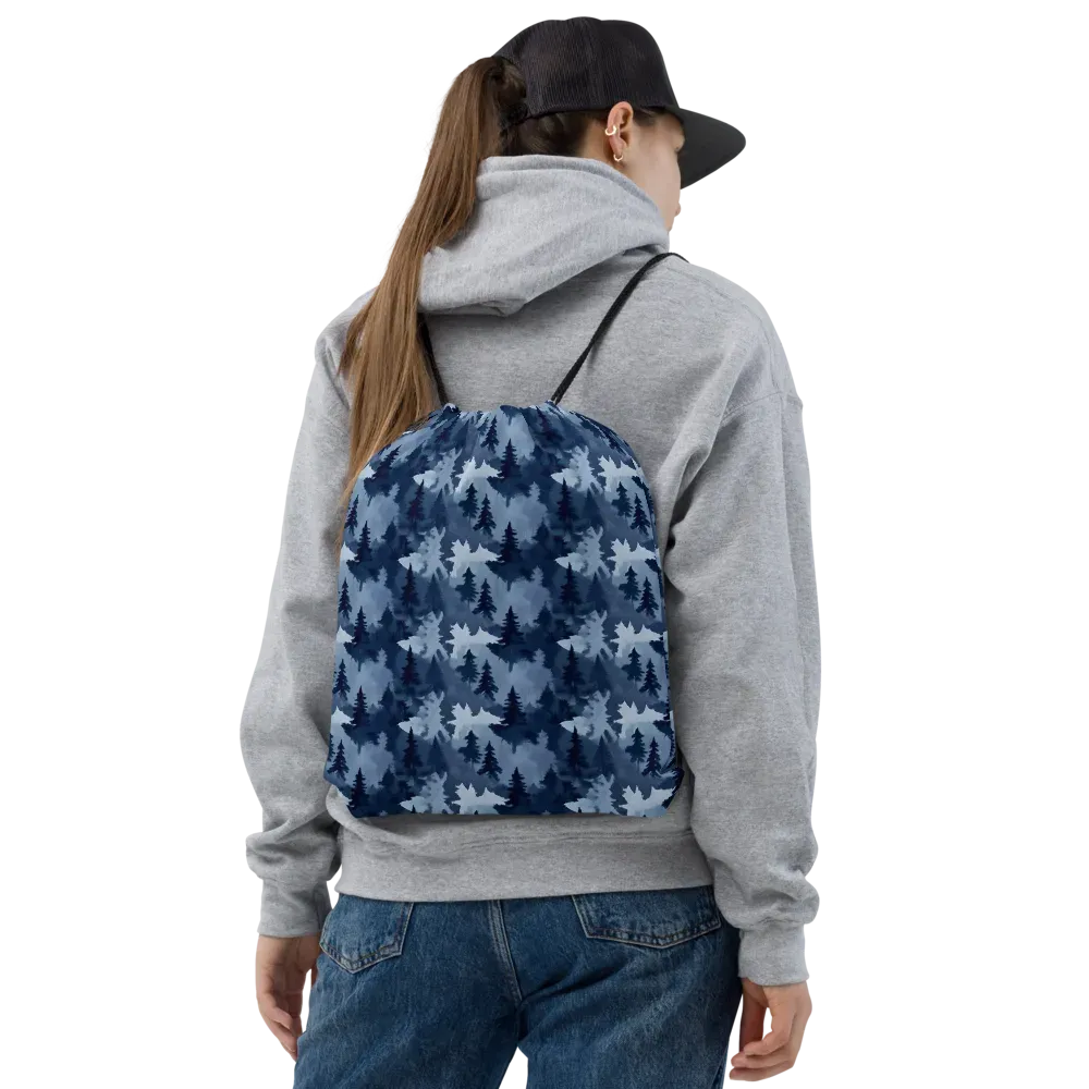 Frosted Evergreen on Drawstring Bag — Front