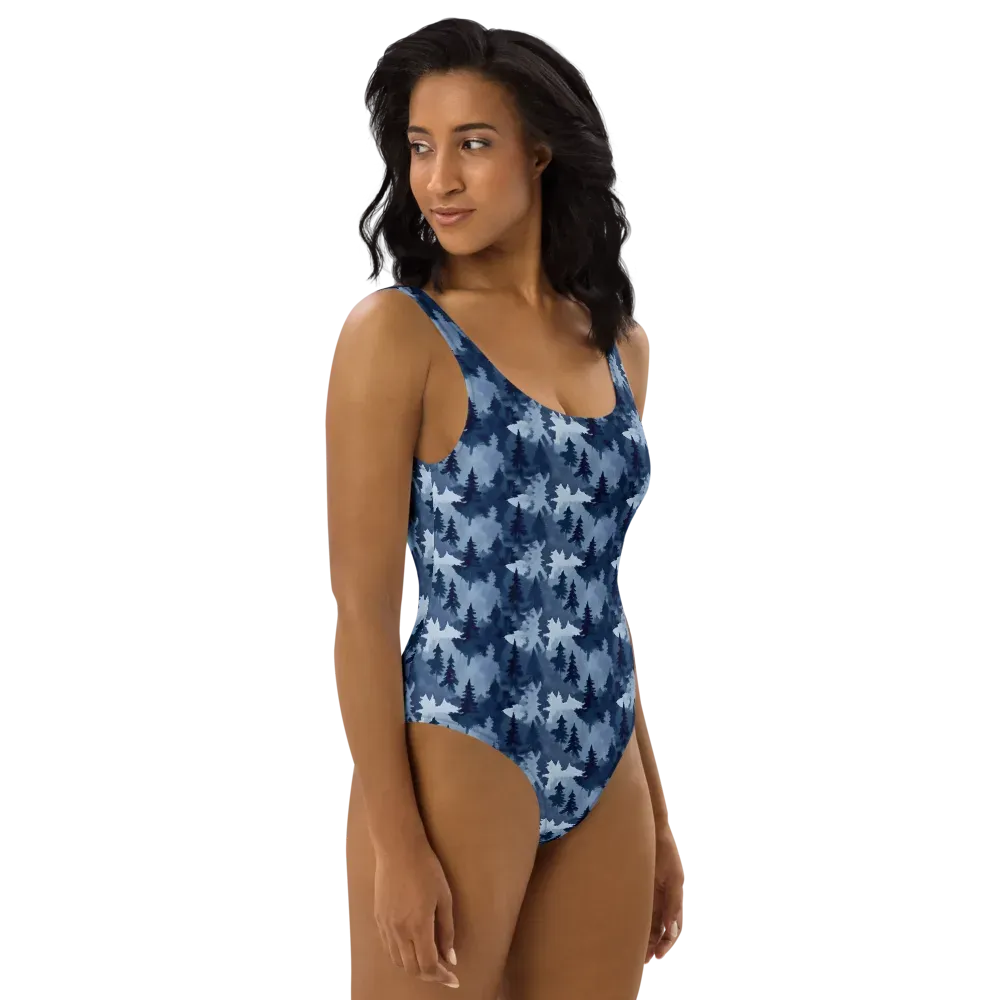 Frosted Evergreen on One-Piece Swimsuit — Right