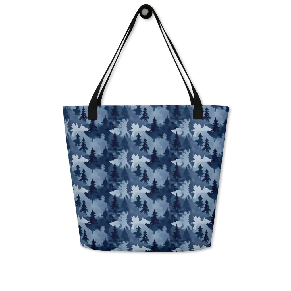 Frosted Evergreen on Large Tote Bag W/ Pocket — Front