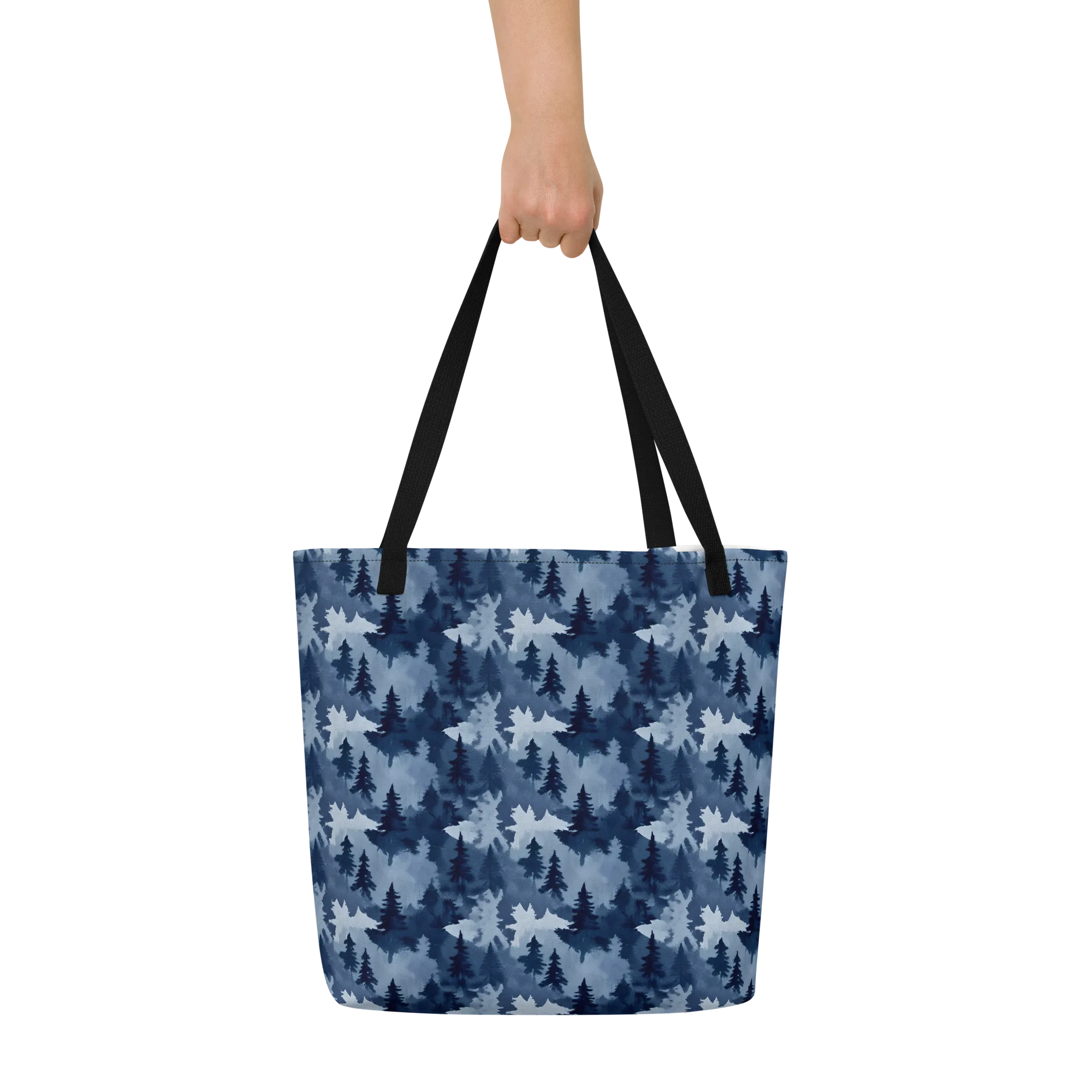 Frosted Evergreen on Large Tote Bag W/ Pocket — Front