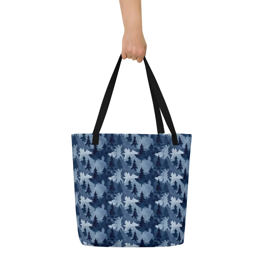 Frosted Evergreen on Large Tote Bag W/ Pocket — Front