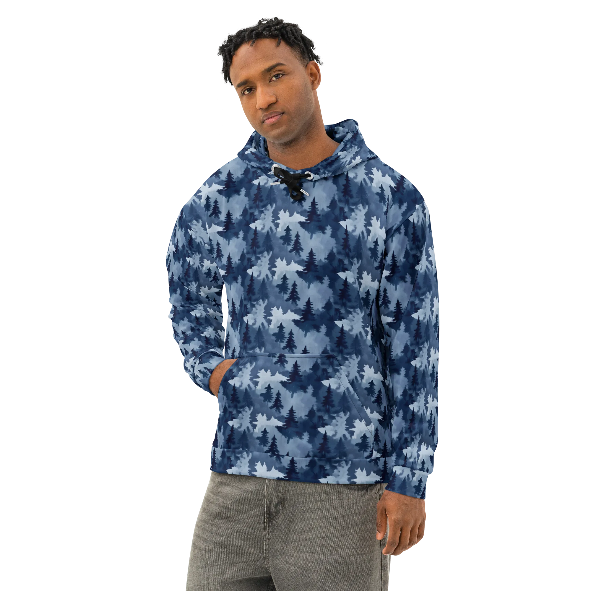 Frosted Evergreen on Cotton Hoodie — Left Front
