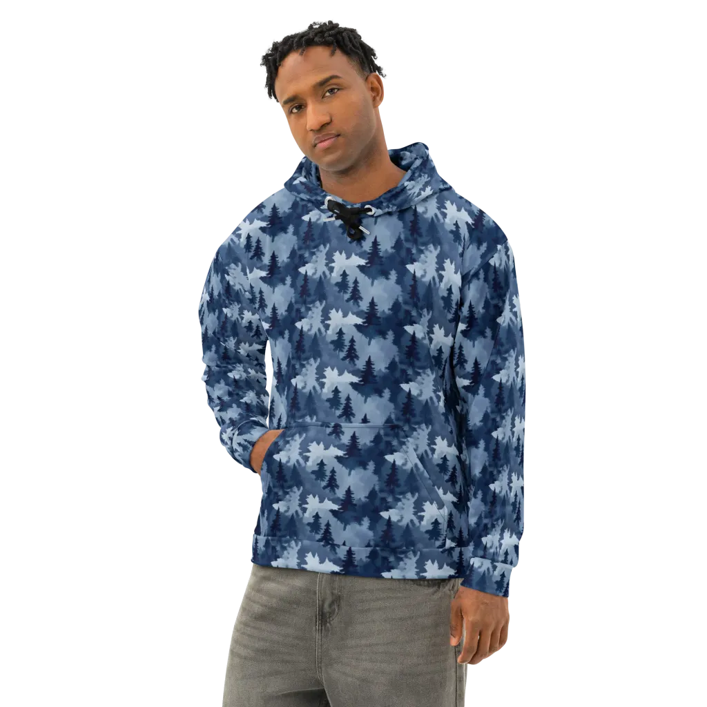 Frosted Evergreen on Cotton Hoodie — Left Front