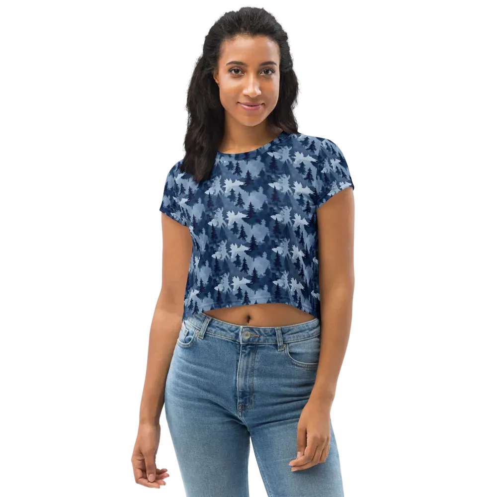 Frosted Evergreen on Crop Tee — Front