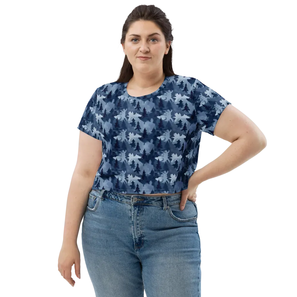 Frosted Evergreen on Crop Tee — Front