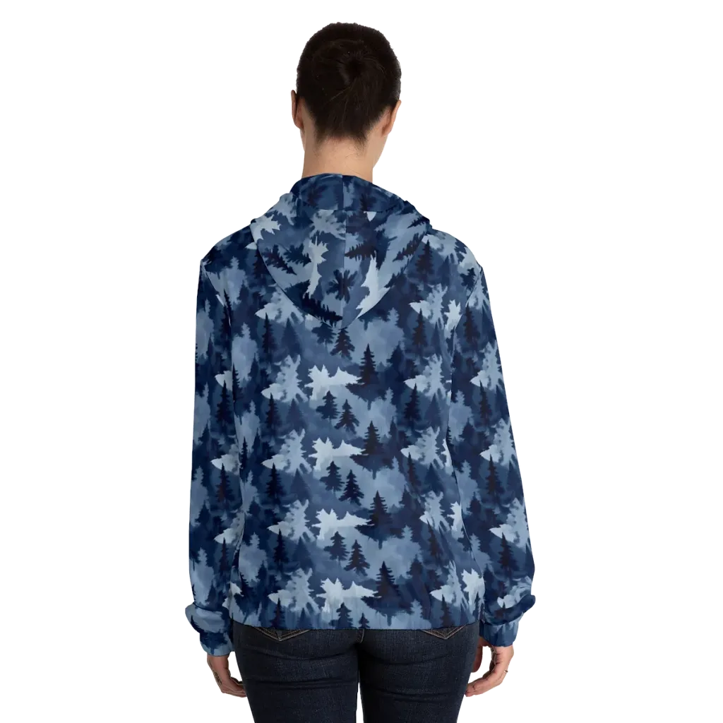 Frosted Evergreen on Women's Full-Zip Hoodie — Back On Person