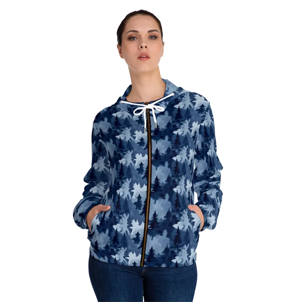 Frosted Evergreen on Women's Full-Zip Hoodie — Front On Person