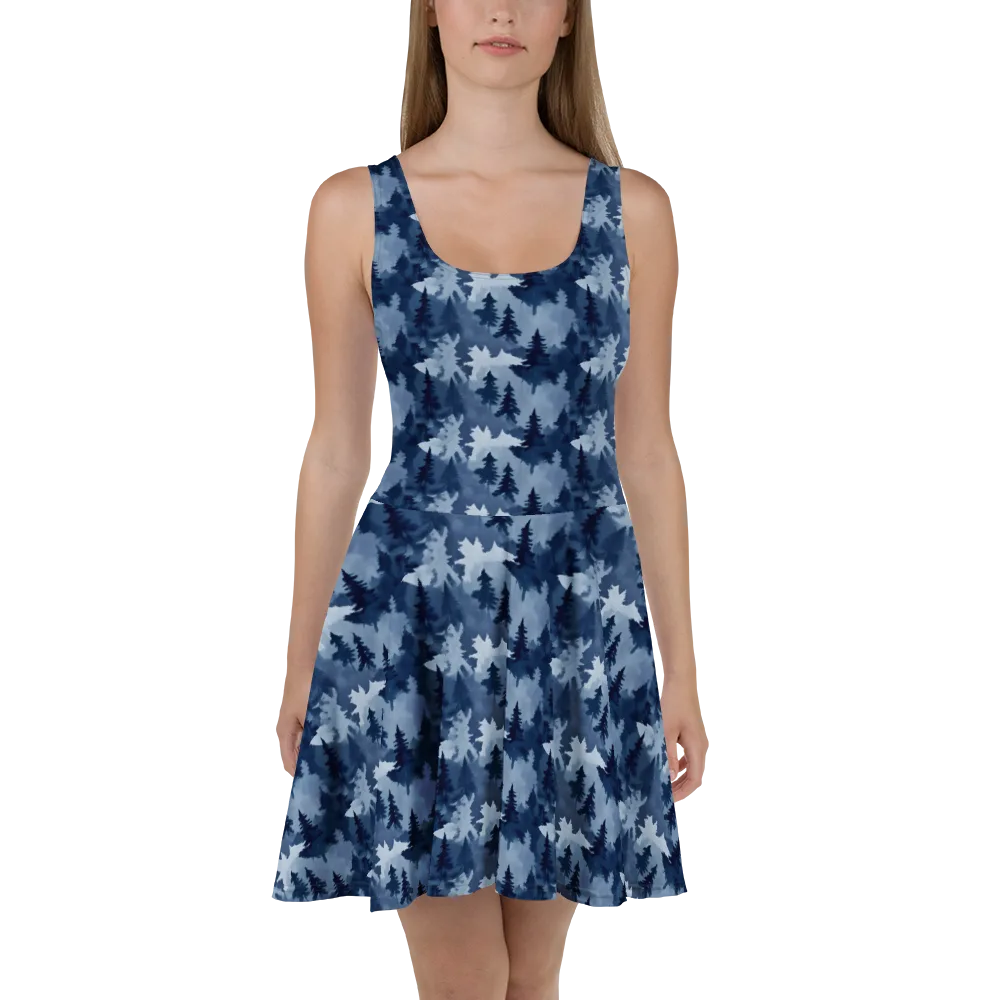 Frosted Evergreen on Skater Dress — Front