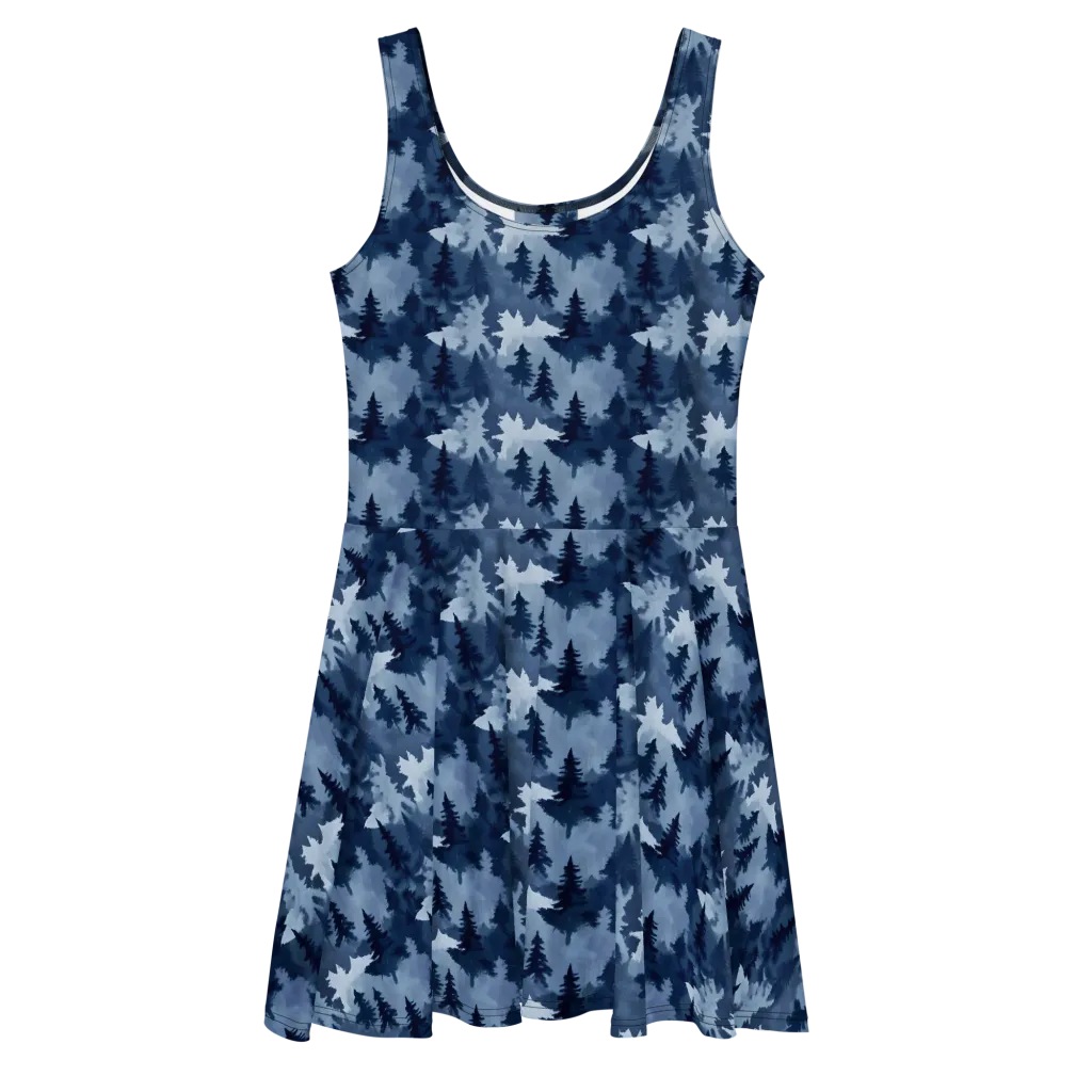 Frosted Evergreen on Skater Dress — Front