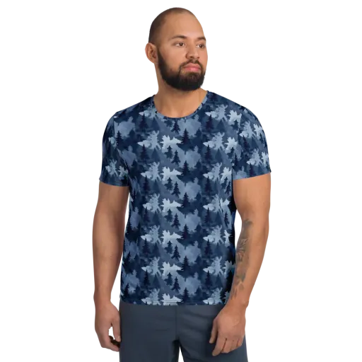 Frosted Evergreen on a Men's Athletic T-Shirt