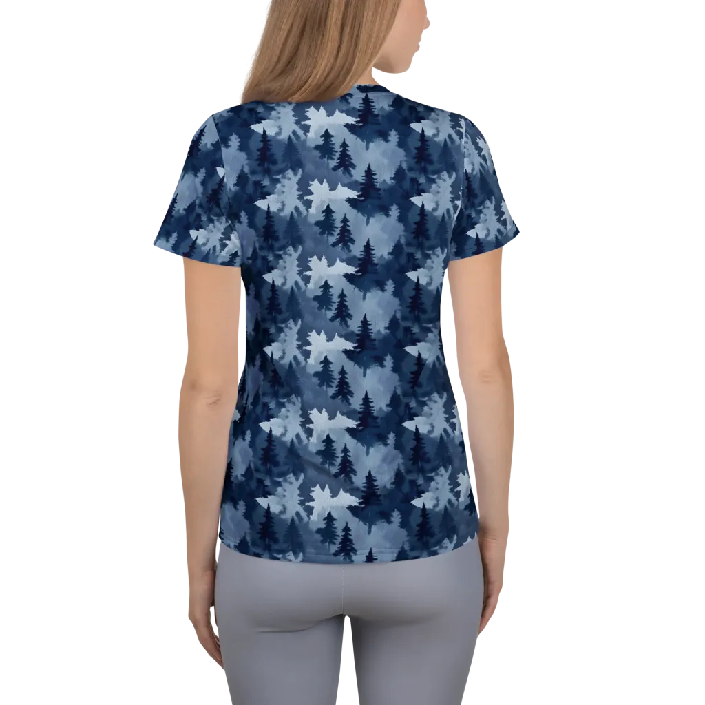 Frosted Evergreen on Women's Athletic T-Shirt — Back