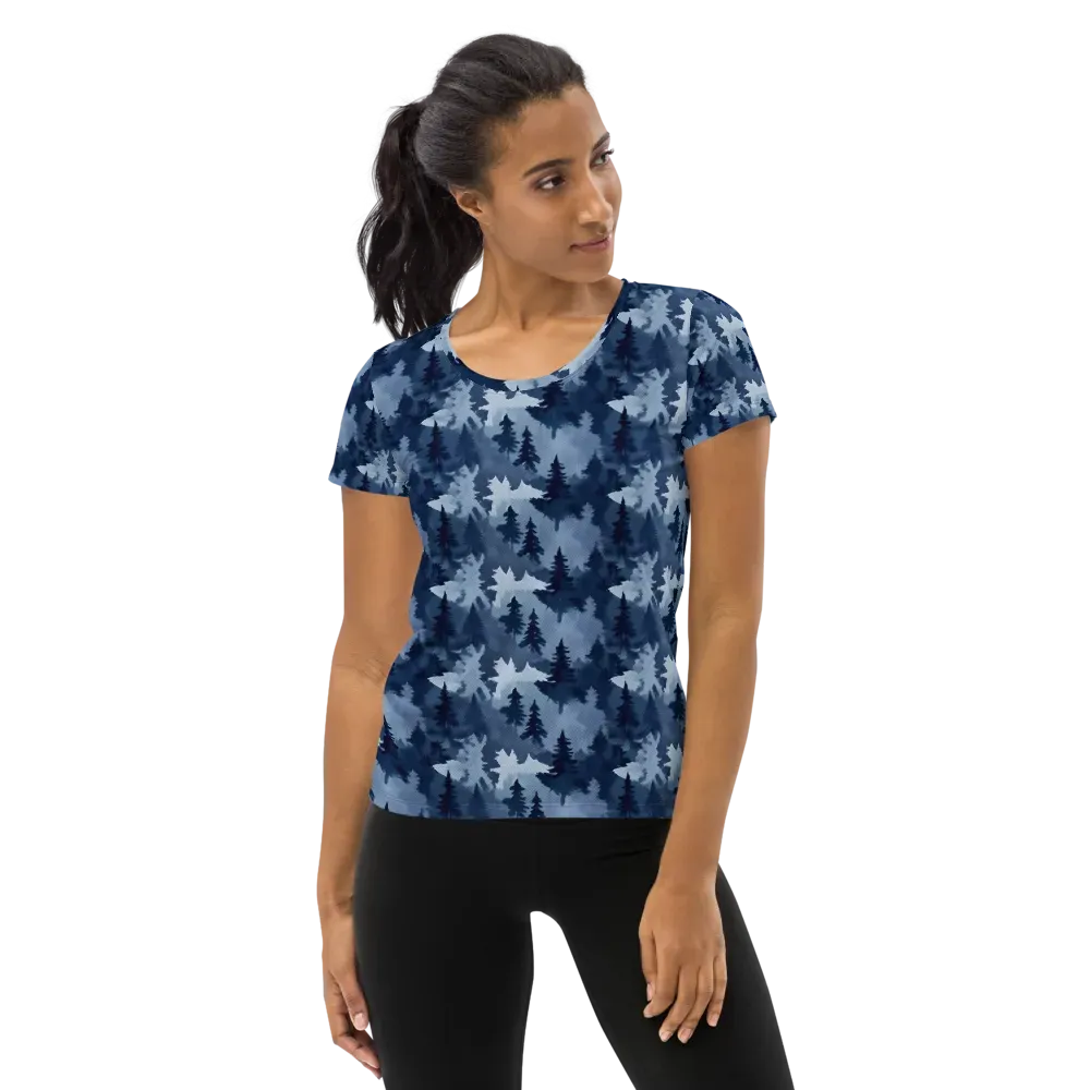 Frosted Evergreen on Women's Athletic T-Shirt — Front
