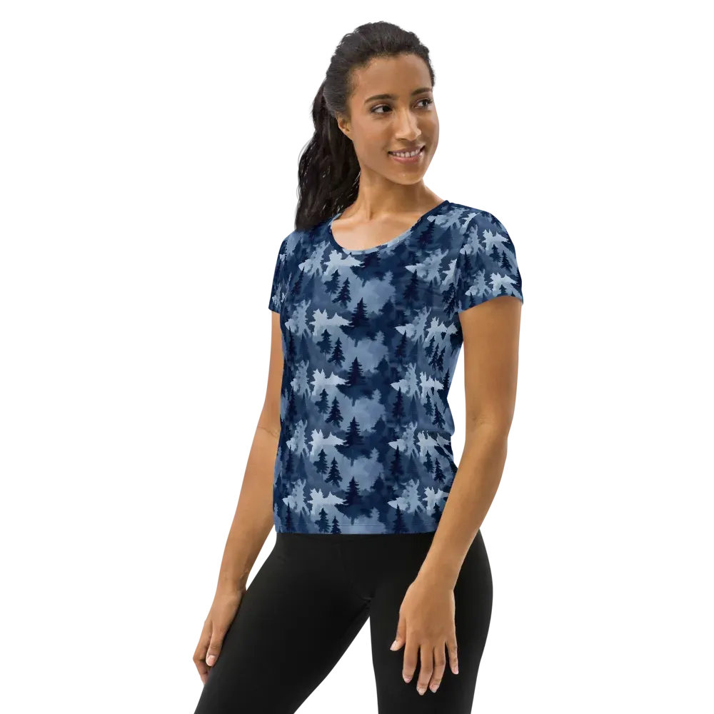 Frosted Evergreen on Women's Athletic T-Shirt — Left