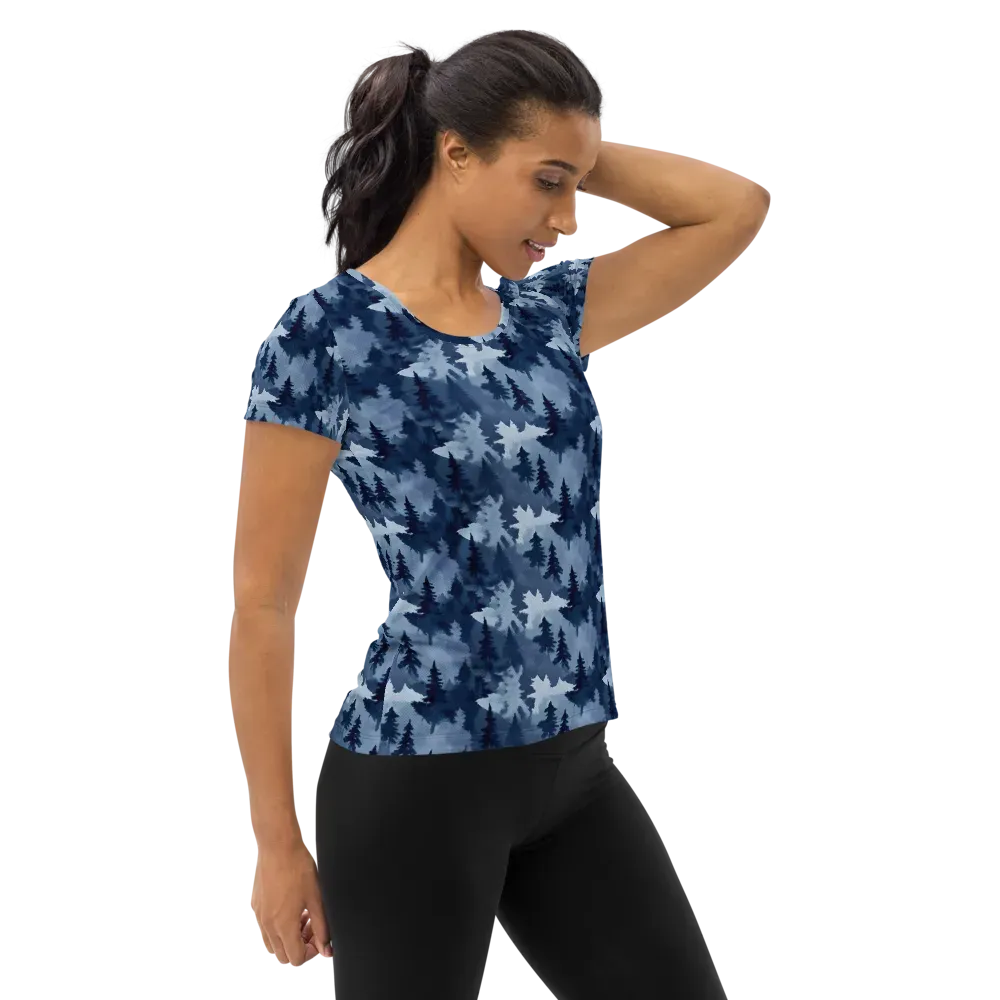 Frosted Evergreen on Women's Athletic T-Shirt — Right
