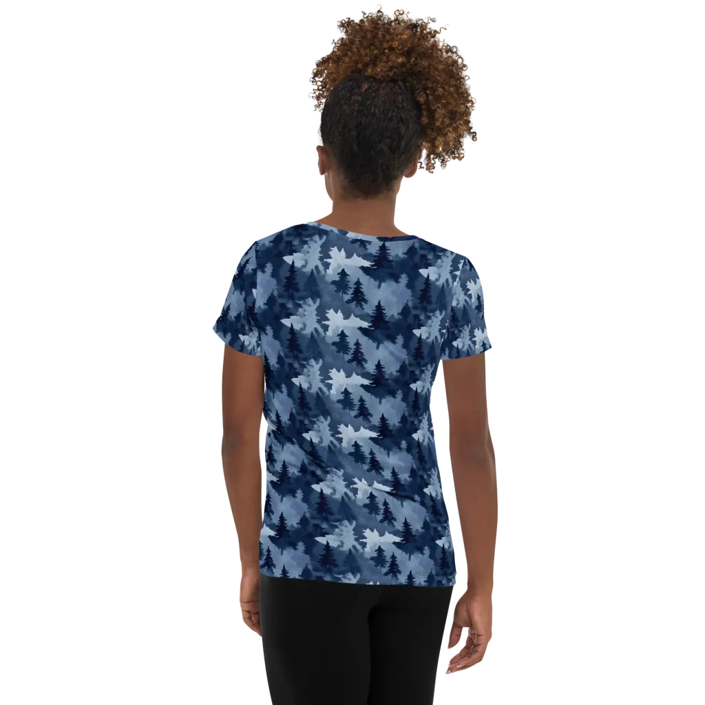 Frosted Evergreen on Women's Athletic T-Shirt — Back
