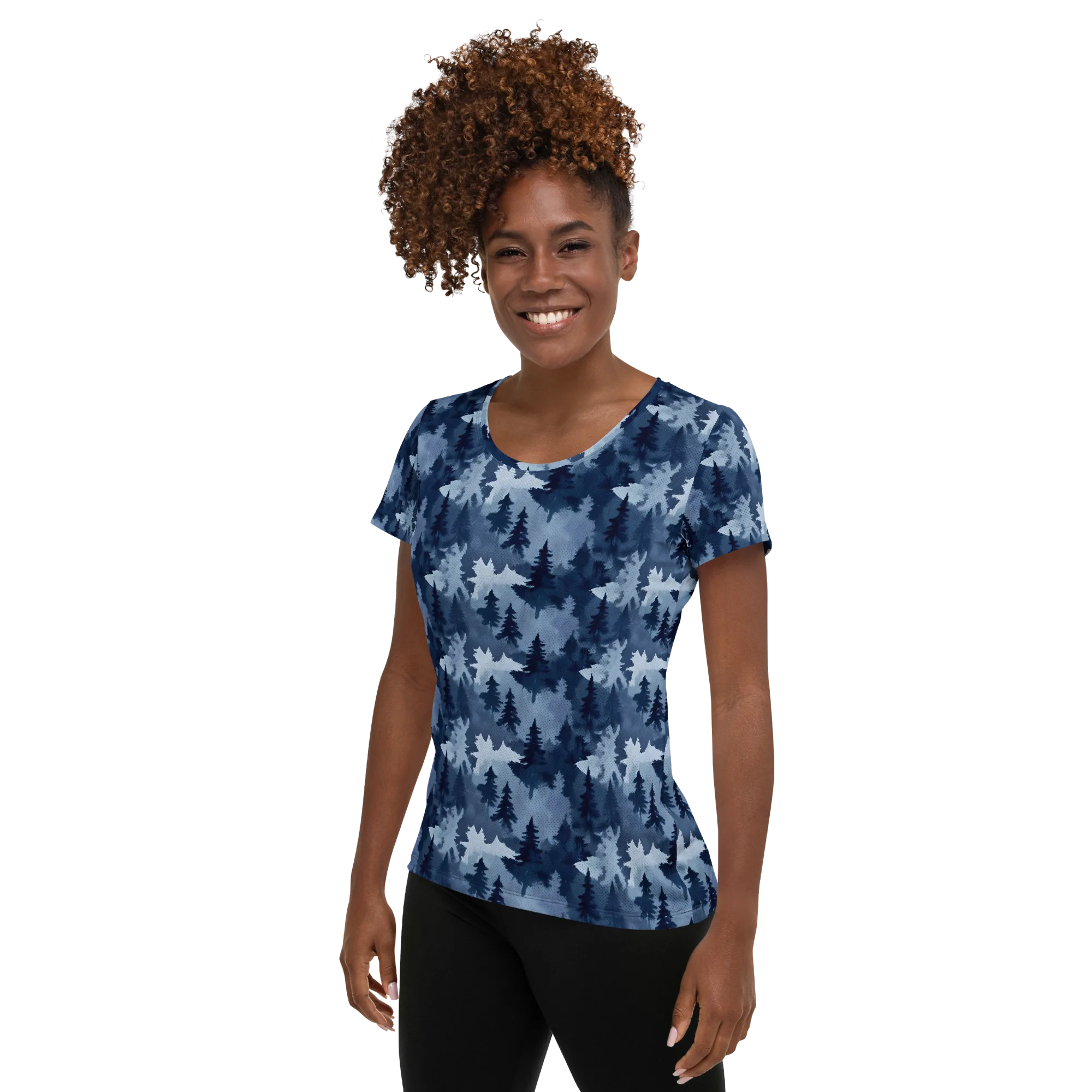 Frosted Evergreen on Women's Athletic T-Shirt — Left