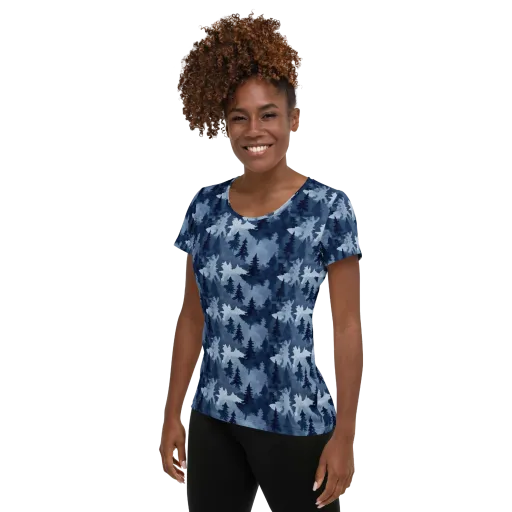 Frosted Evergreen on a Women's Athletic T-Shirt