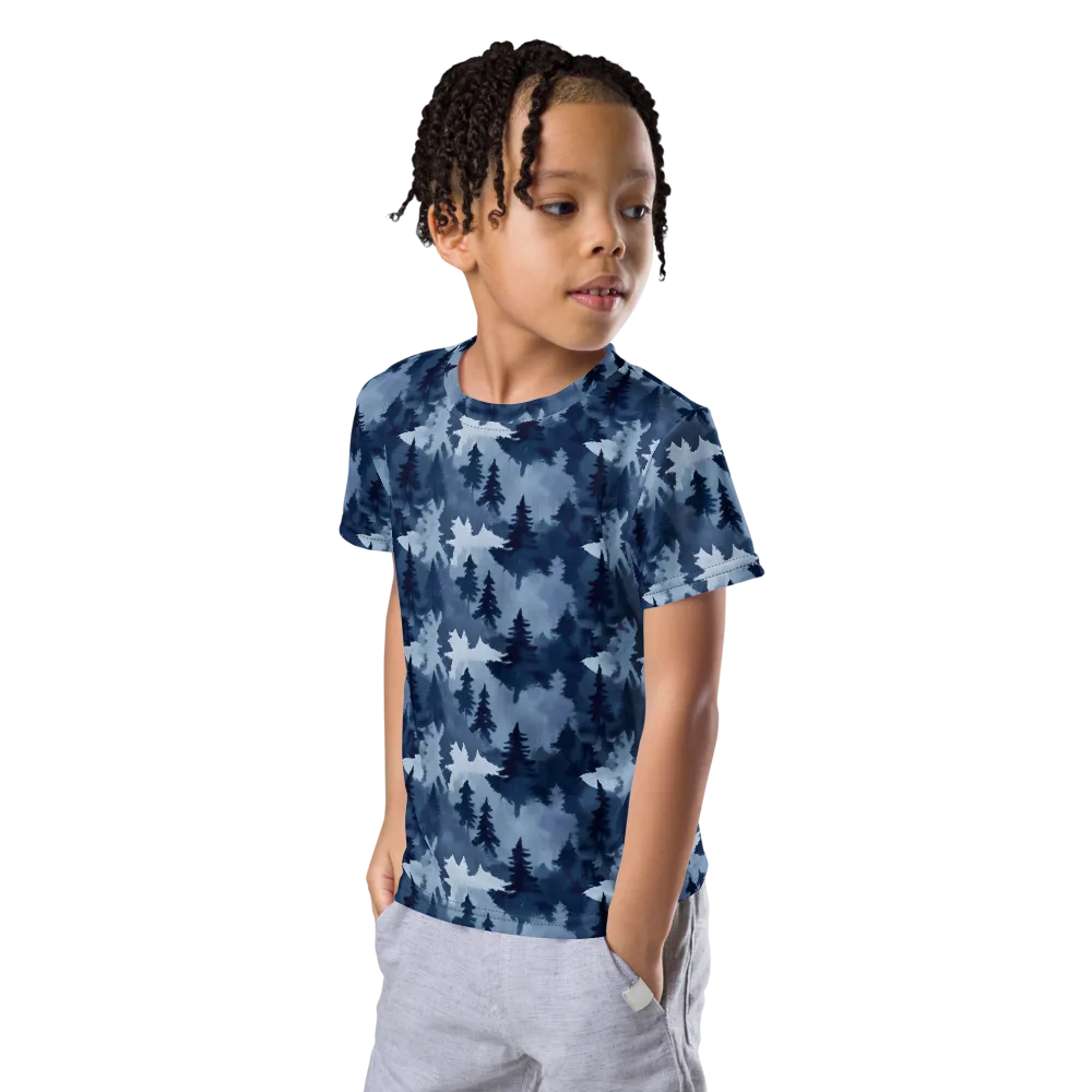 Frosted Evergreen on Kids Crew Neck T-Shirt — Left Front