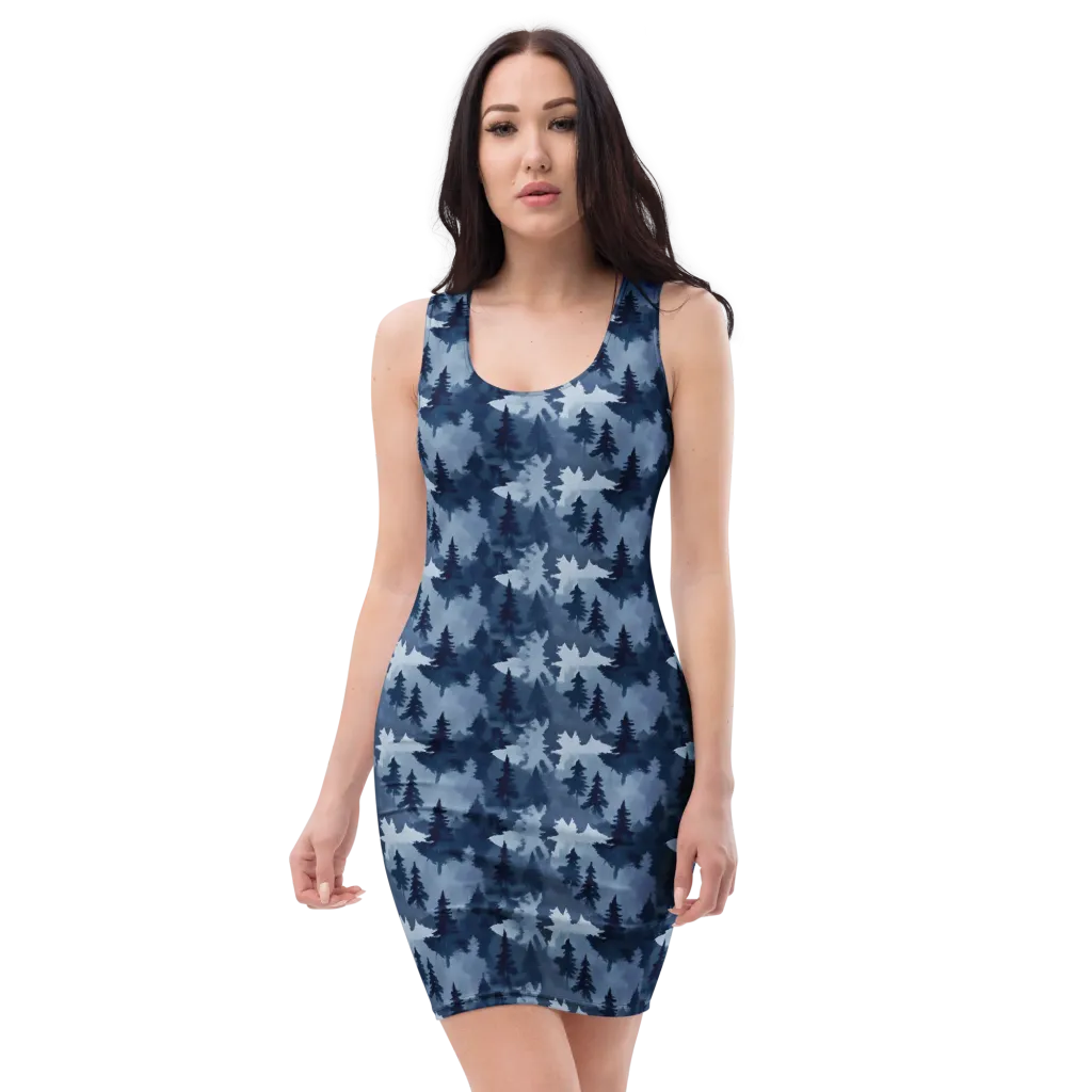Frosted Evergreen on Bodycon Dress — Front