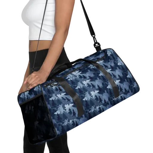 Frosted Evergreen on a Duffle Bag