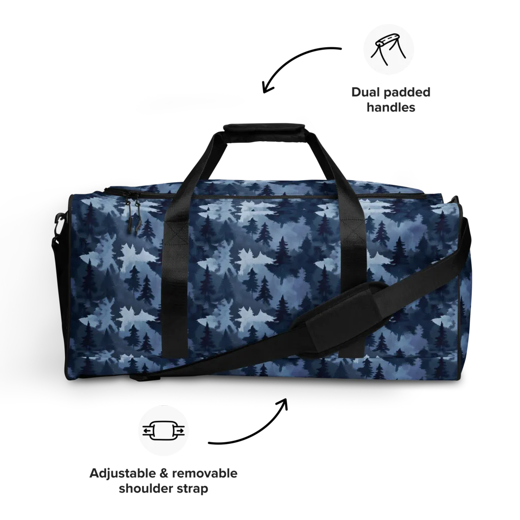 Frosted Evergreen on Duffle Bag — Front