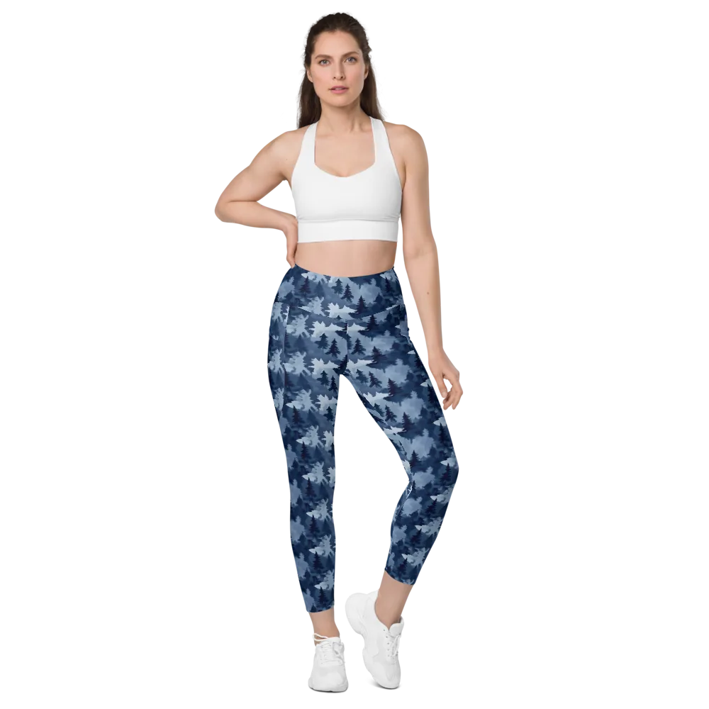 Frosted Evergreen on Leggings with Pockets — Front