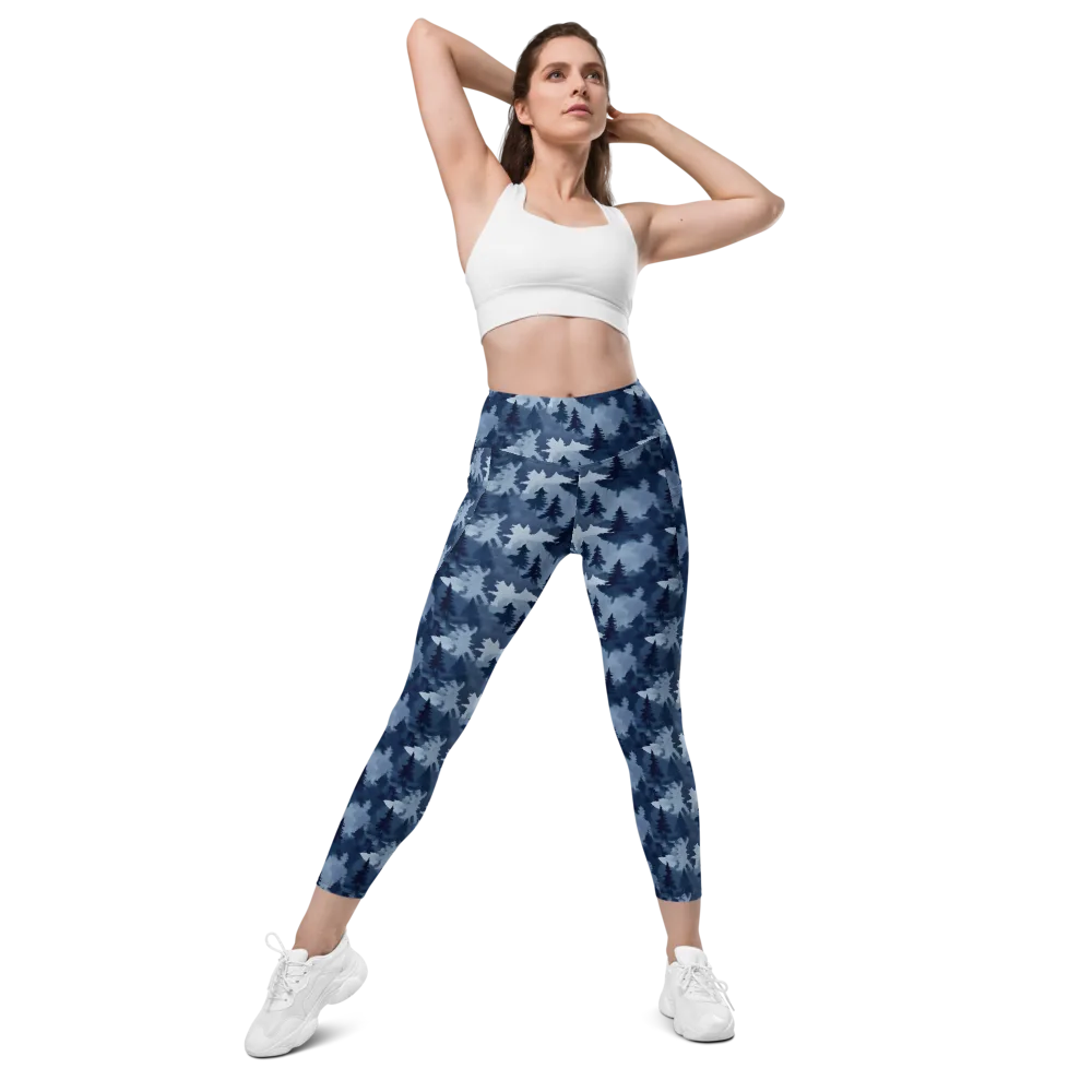 Frosted Evergreen on Leggings with Pockets — Front