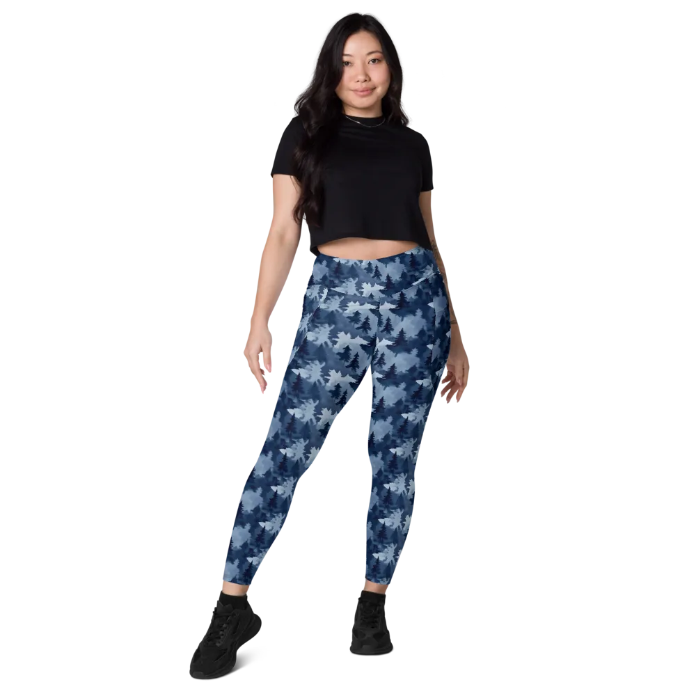 Frosted Evergreen on Leggings with Pockets — Front