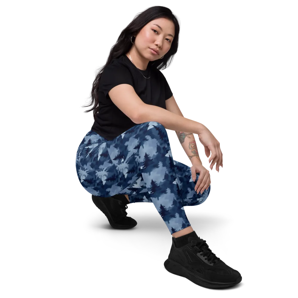 Frosted Evergreen on Leggings with Pockets — Right Front